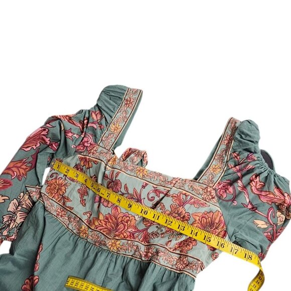 Farm Rio x Anthropologie Puff-Sleeve Square-Neck Romper, Floral, Cotton, Size M - Picture 8 of 11